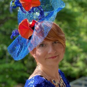 Orange royal blue – derby fascinator