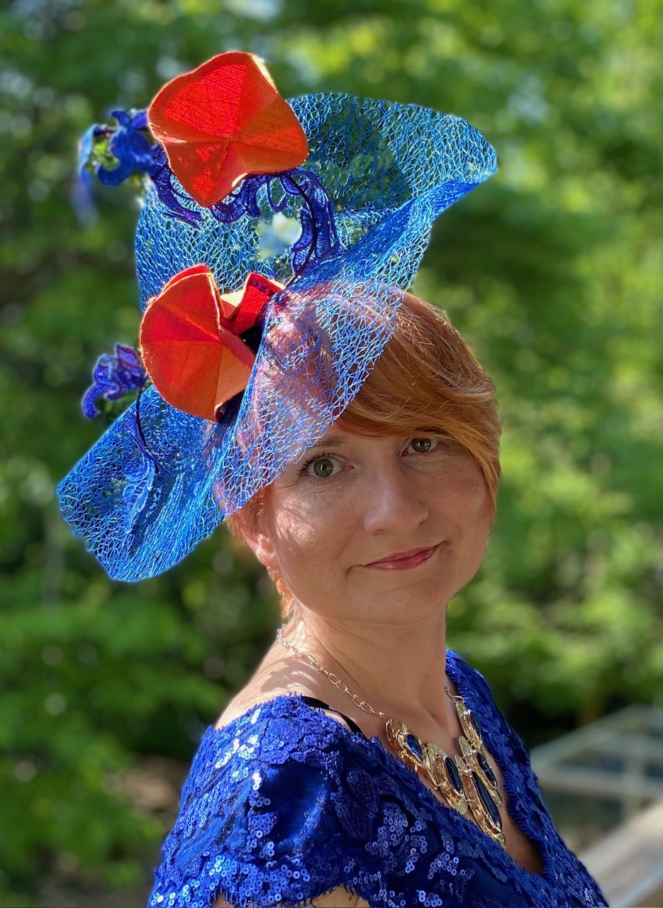 Orange royal blue – derby fascinator