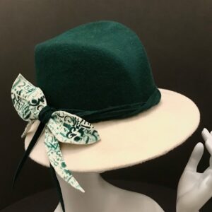 Green – cream felt fedora hat