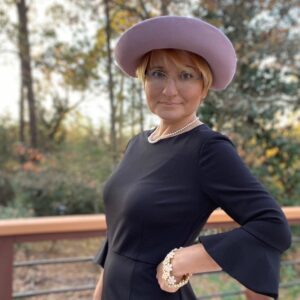Pink cloche hat