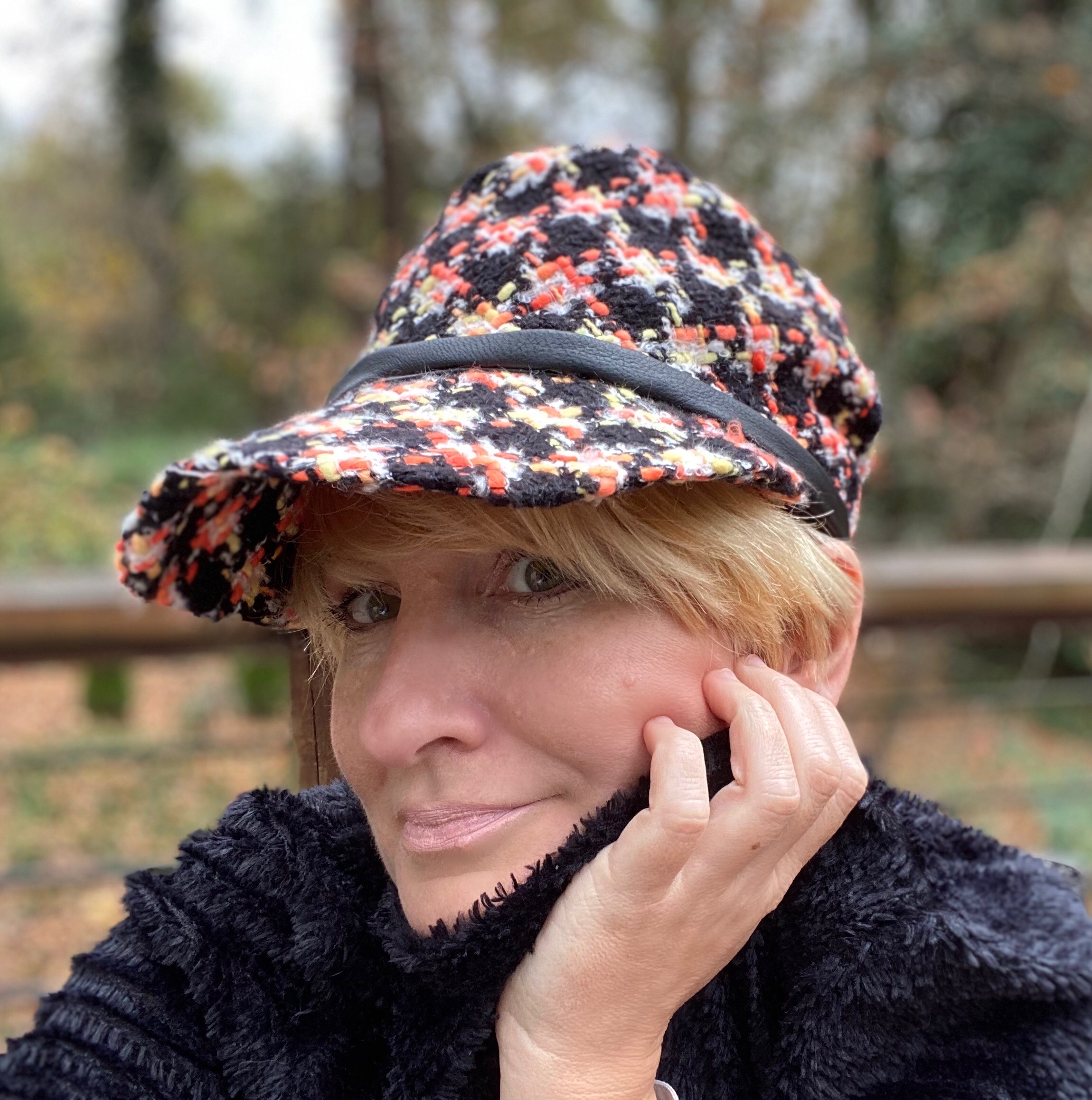 Patrol cap hat with silk flower - Image 3