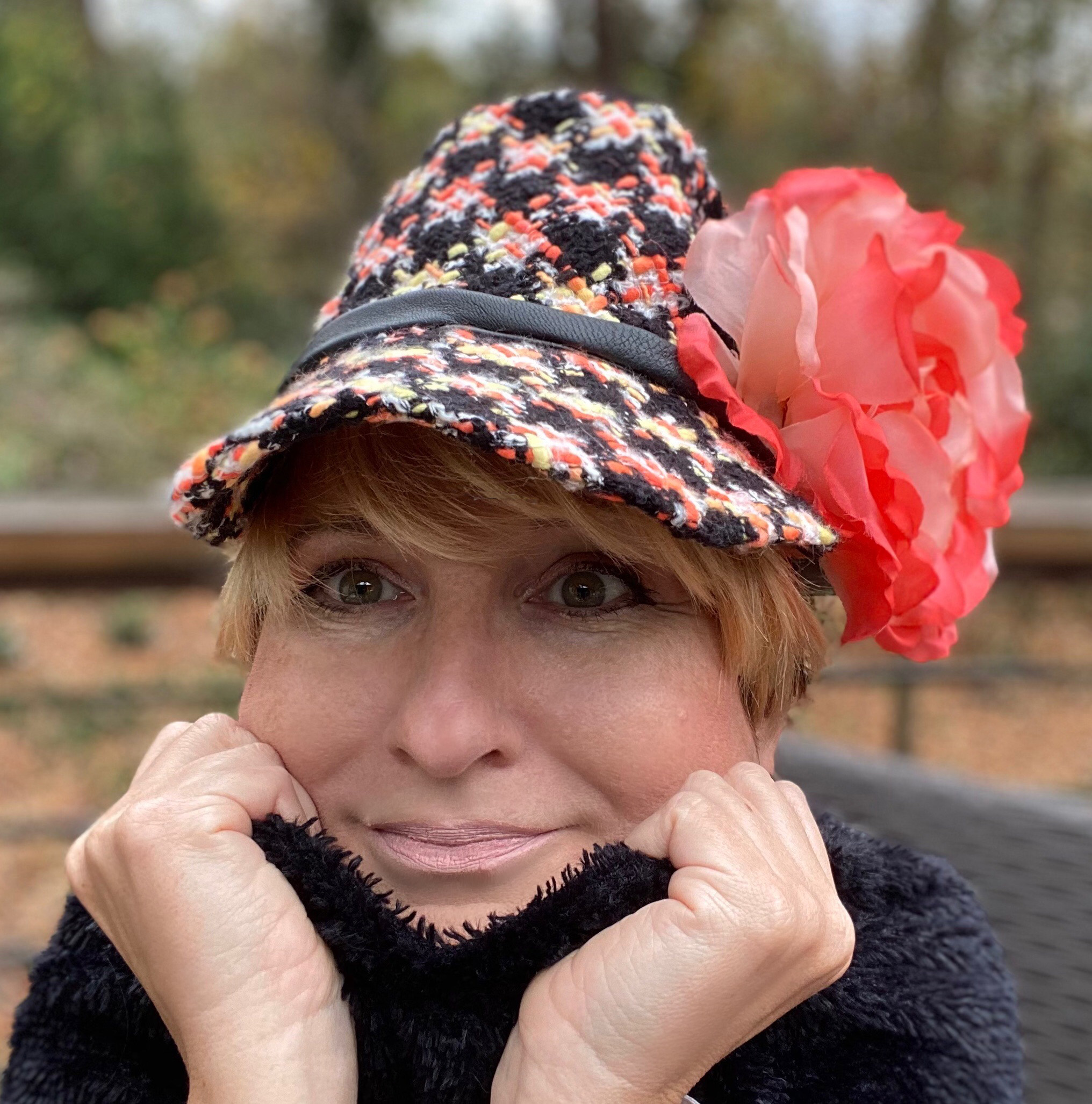 Patrol cap hat with silk flower - Image 2