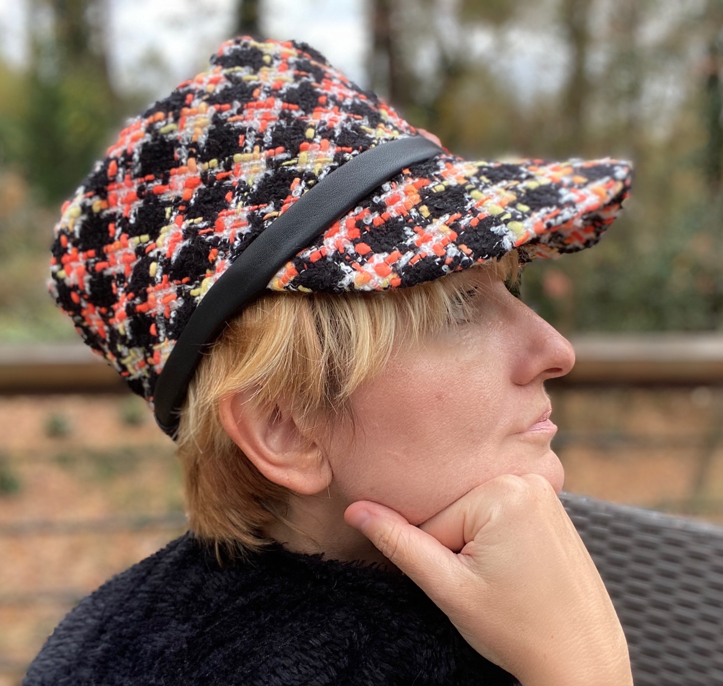Patrol cap hat with silk flower - Image 4