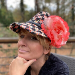 Patrol cap hat with silk flower