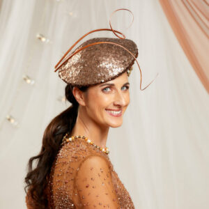 DNA – derby fascinator in copper, bronze