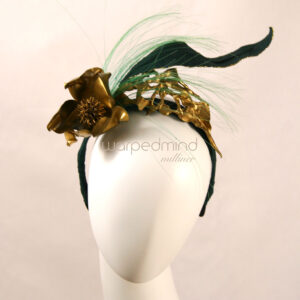Old gold and green Alice band