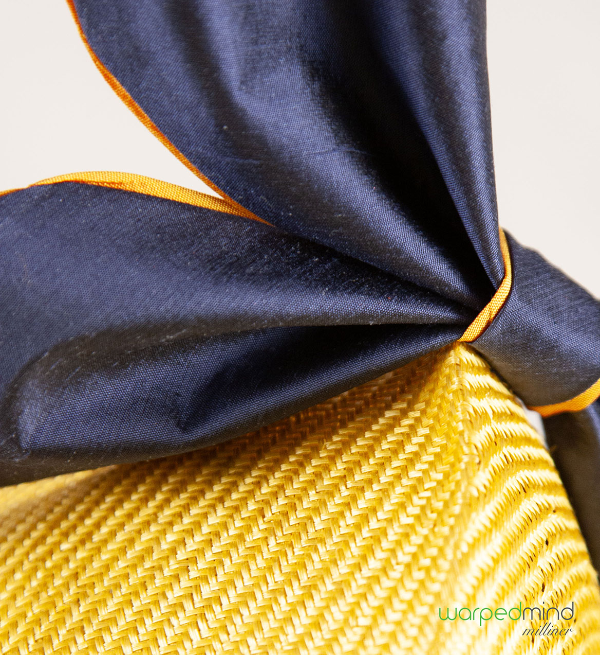 Kate in gold yellow and deep blue – derby fascinator - Image 2