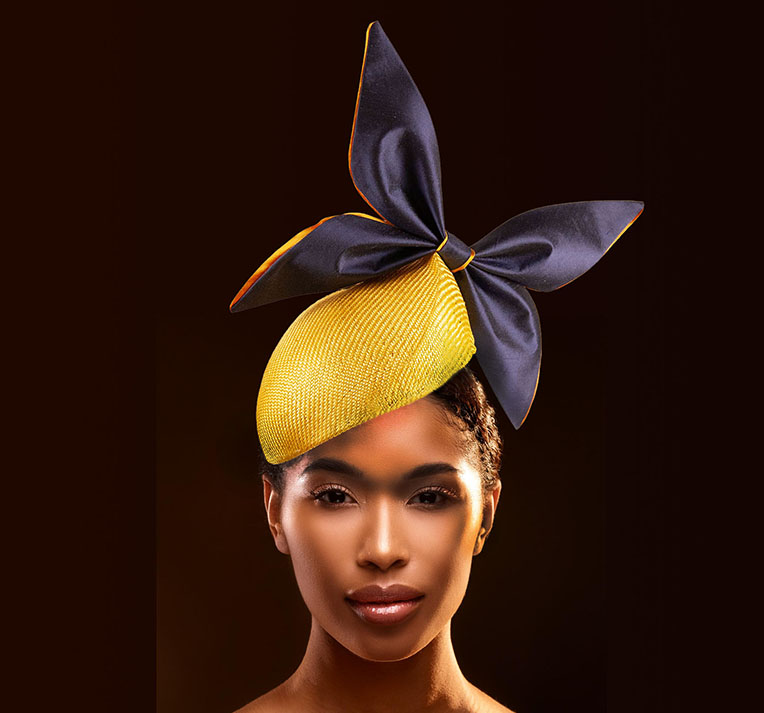yellow blue fascinator