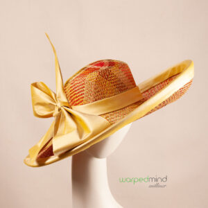 Pale yellow bow derby hat