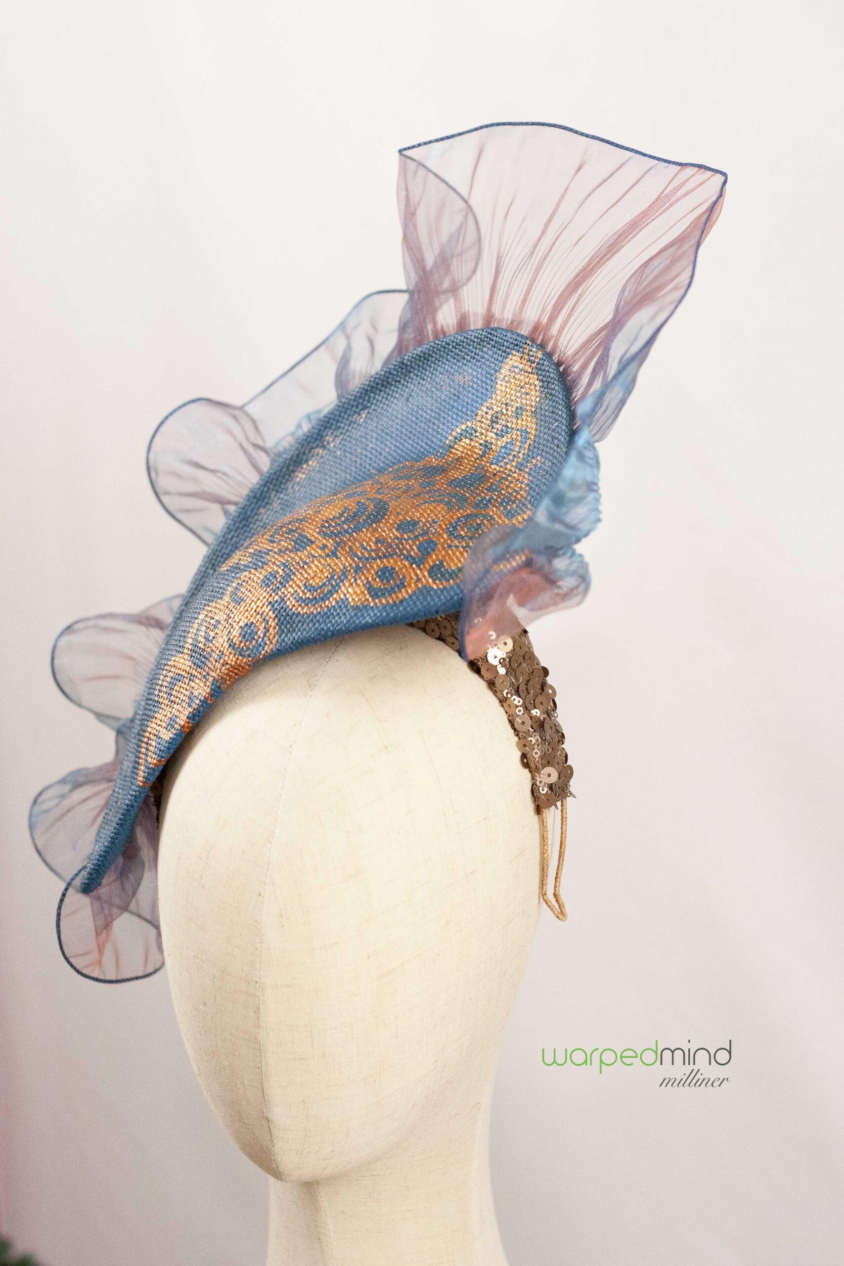 Copper and turquoise fascinator - Image 4
