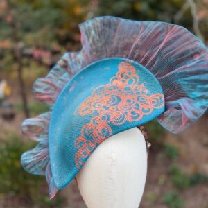 Copper and turquoise fascinator