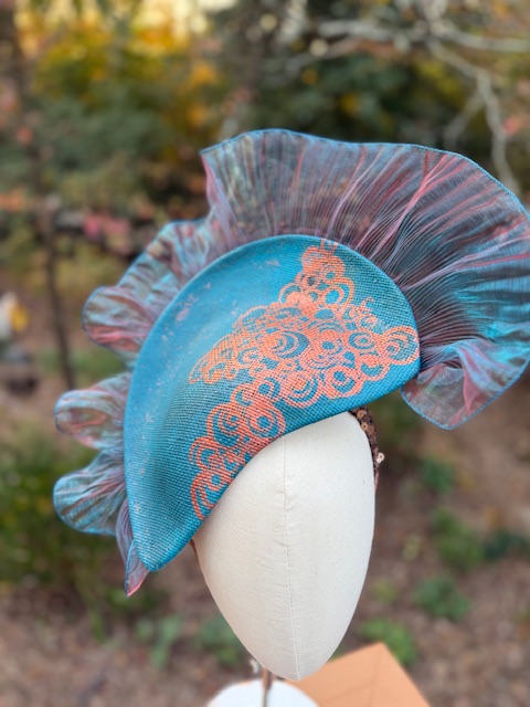 Copper and turquoise fascinator