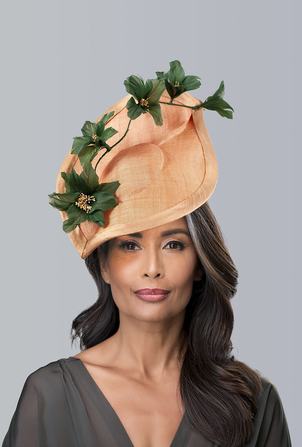 Peach and green blossoms fascinator