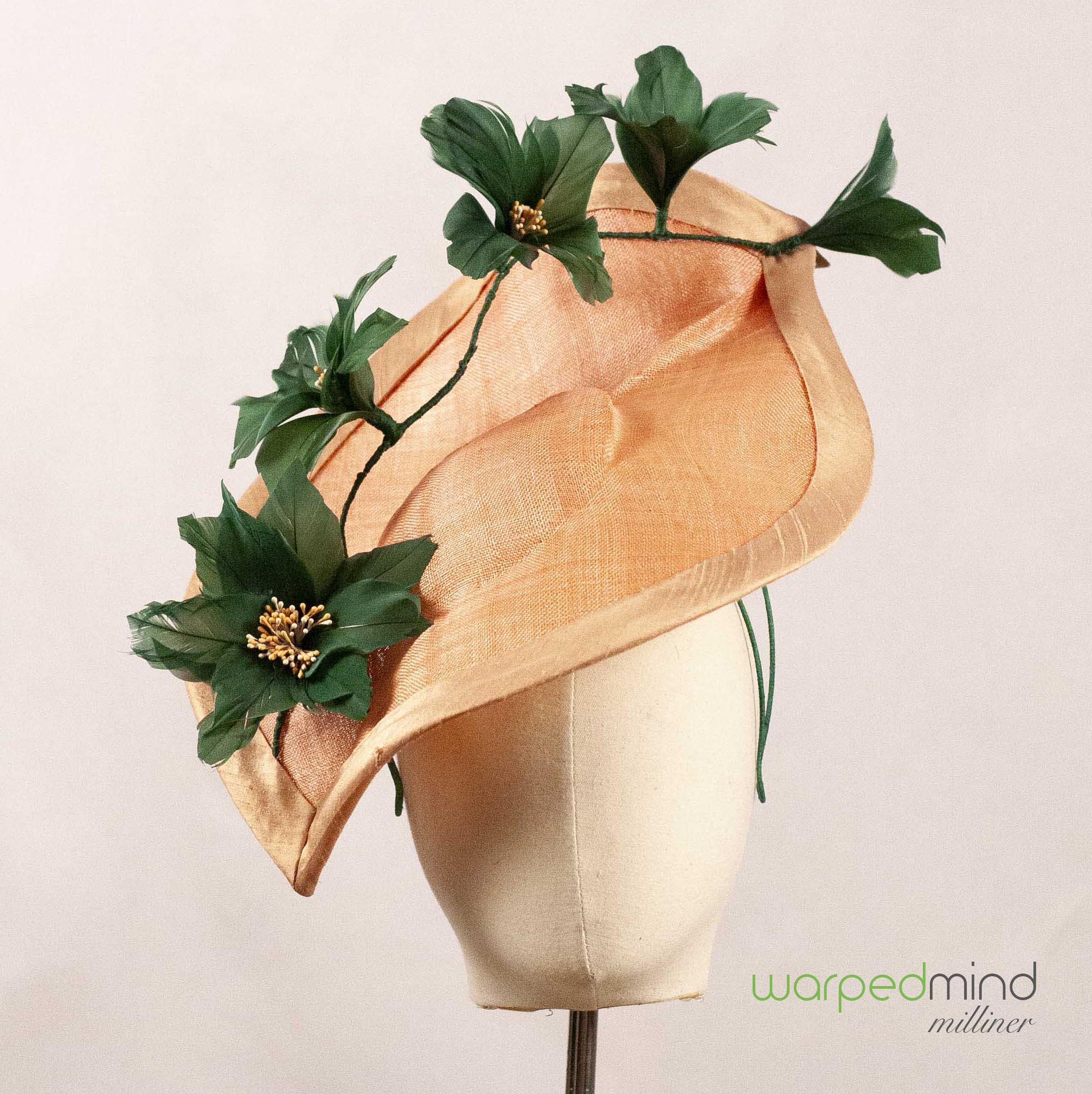 Peach and green blossoms fascinator - Image 3