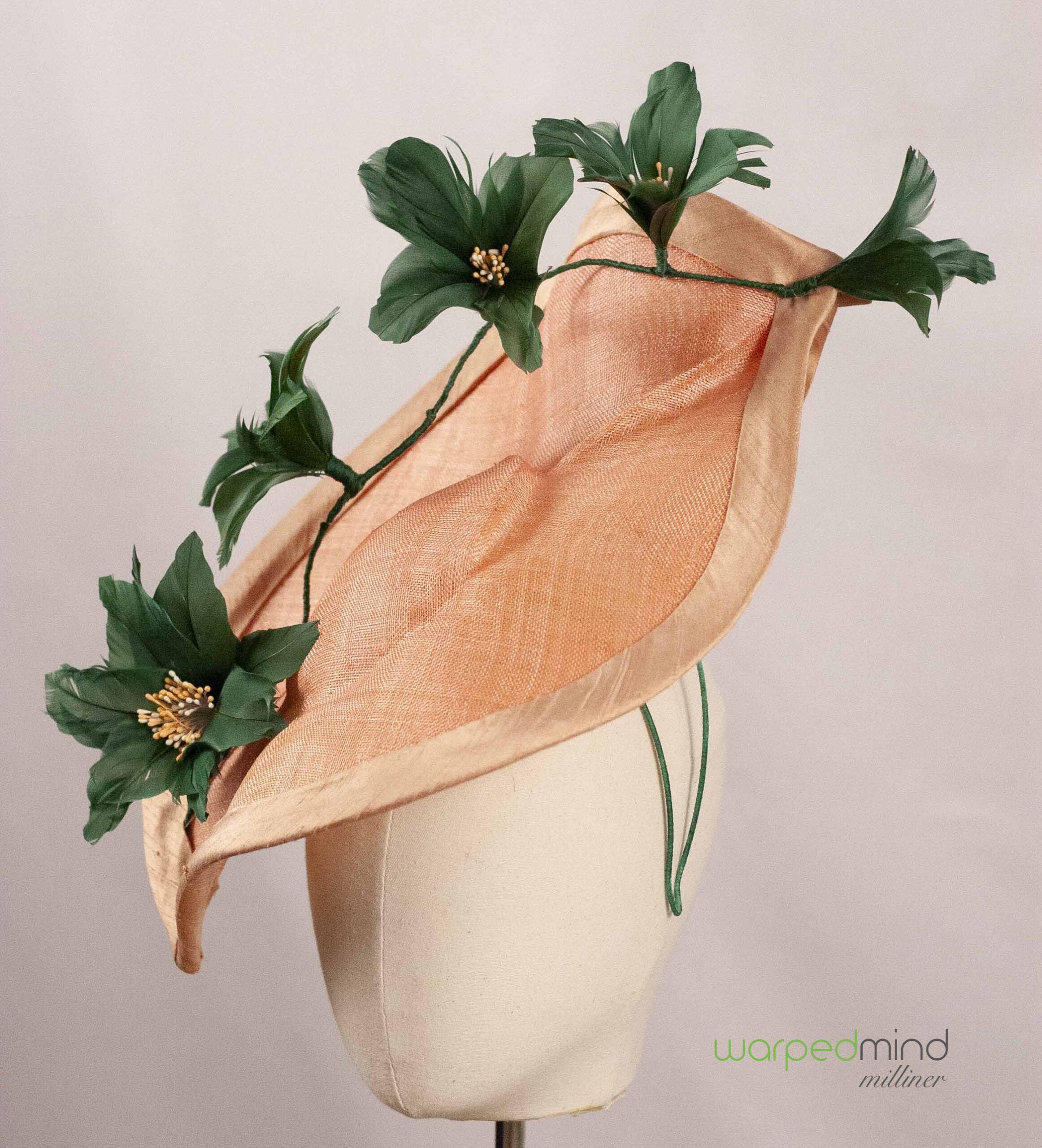 Peach and green blossoms fascinator - Image 2