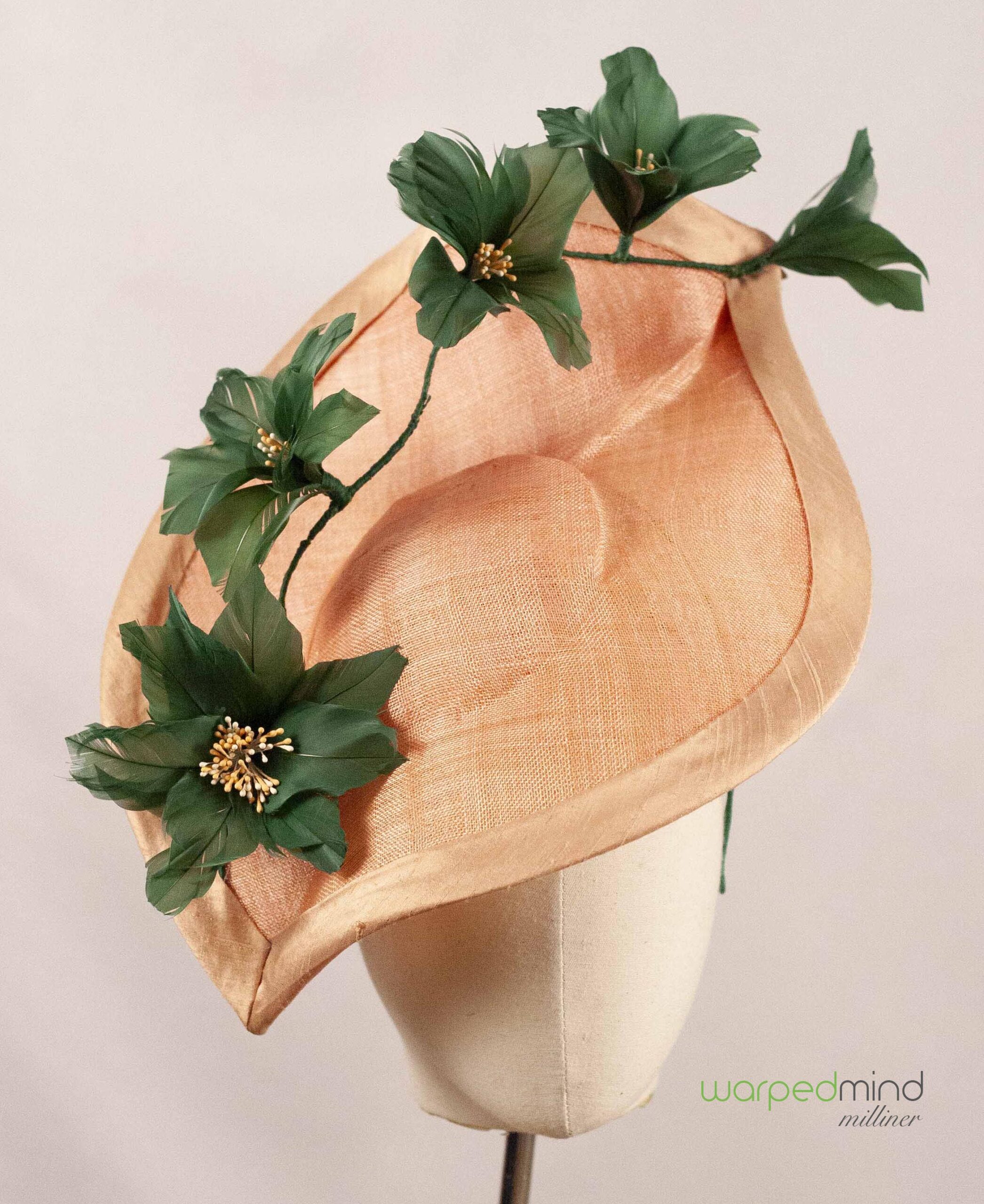 Peach and green blossoms fascinator - Image 4