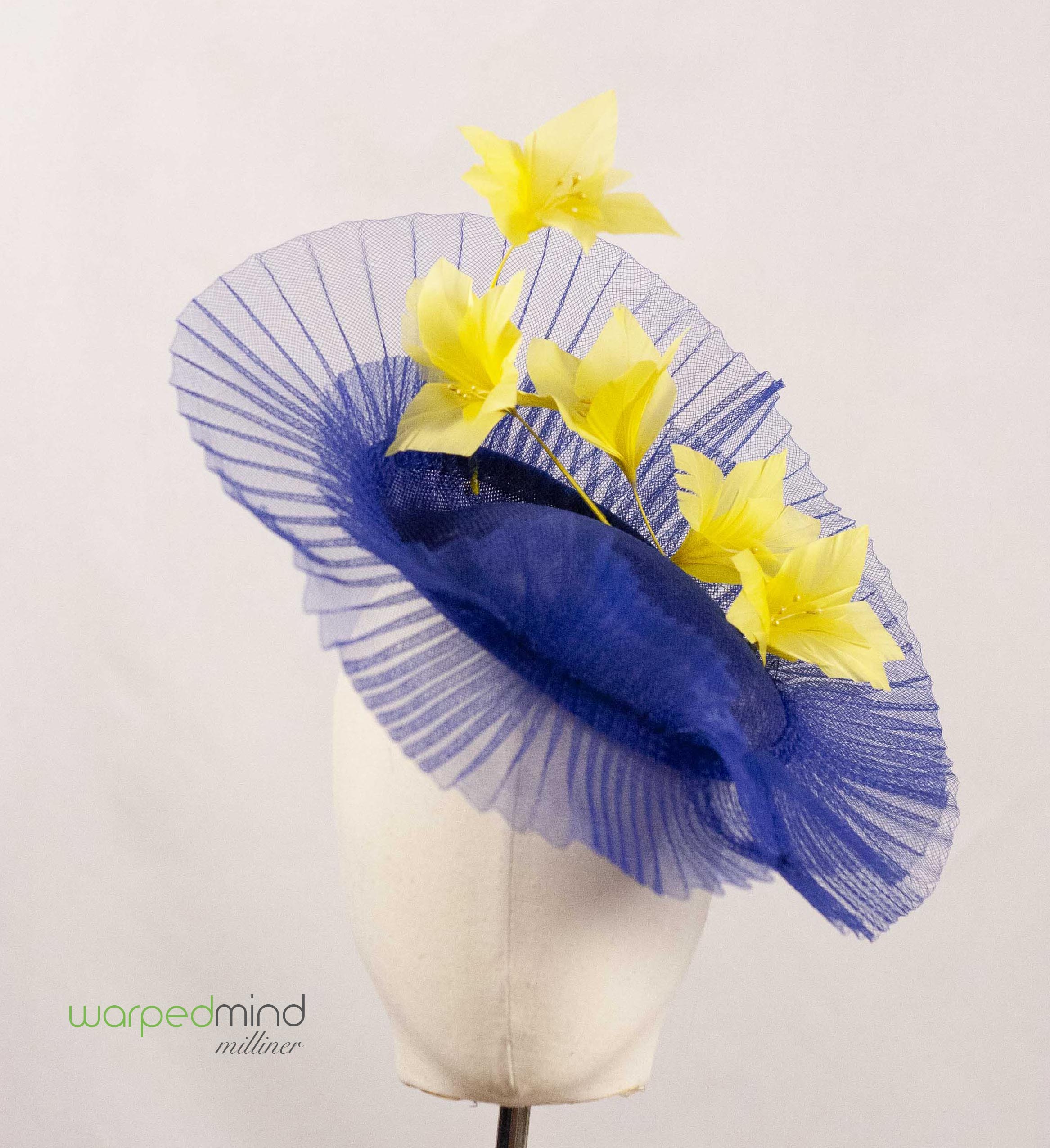 Royal blue & yellow flowers fascinator