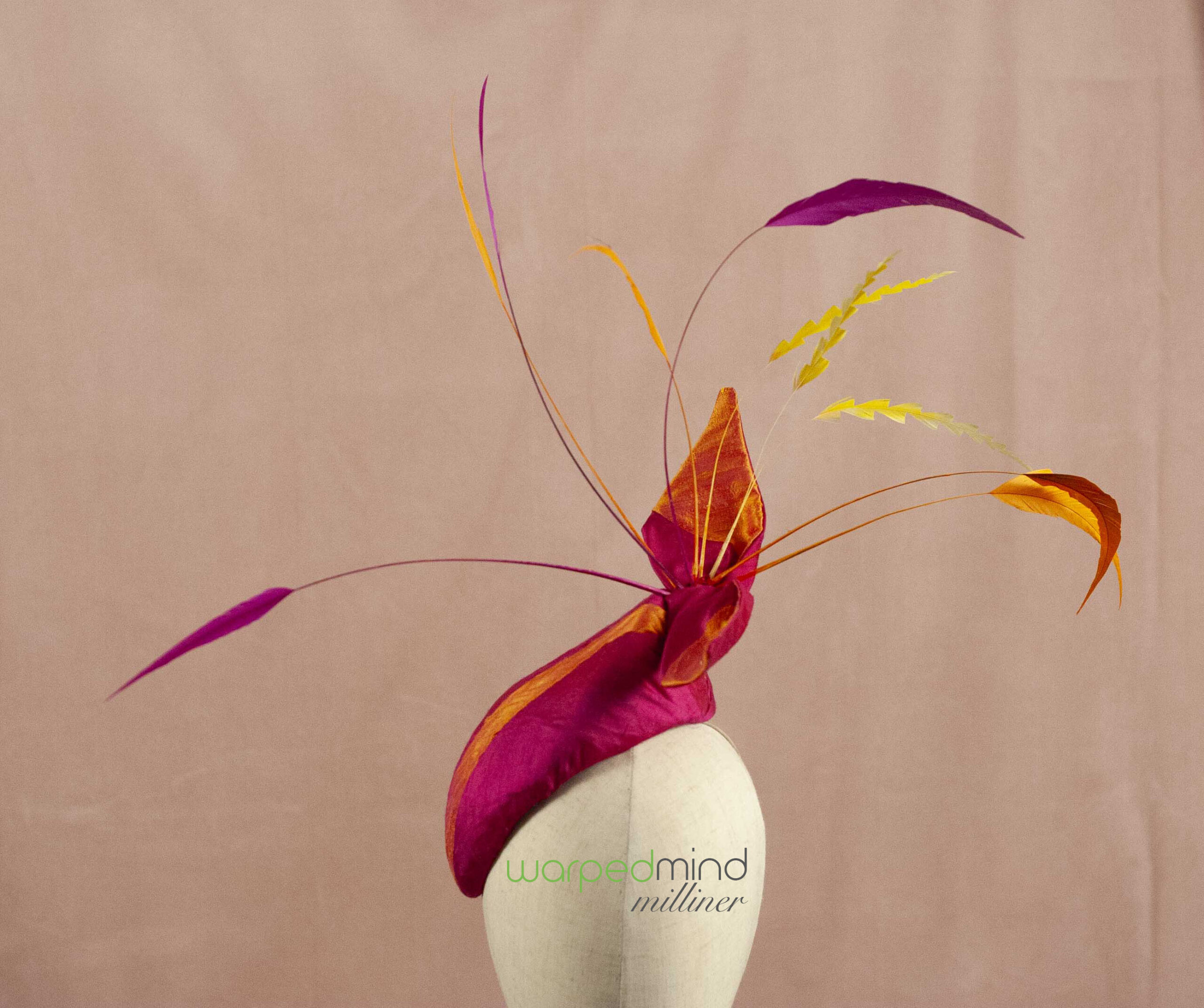 Racing Parrot – hot pink and orange fascinator | Atlanta 