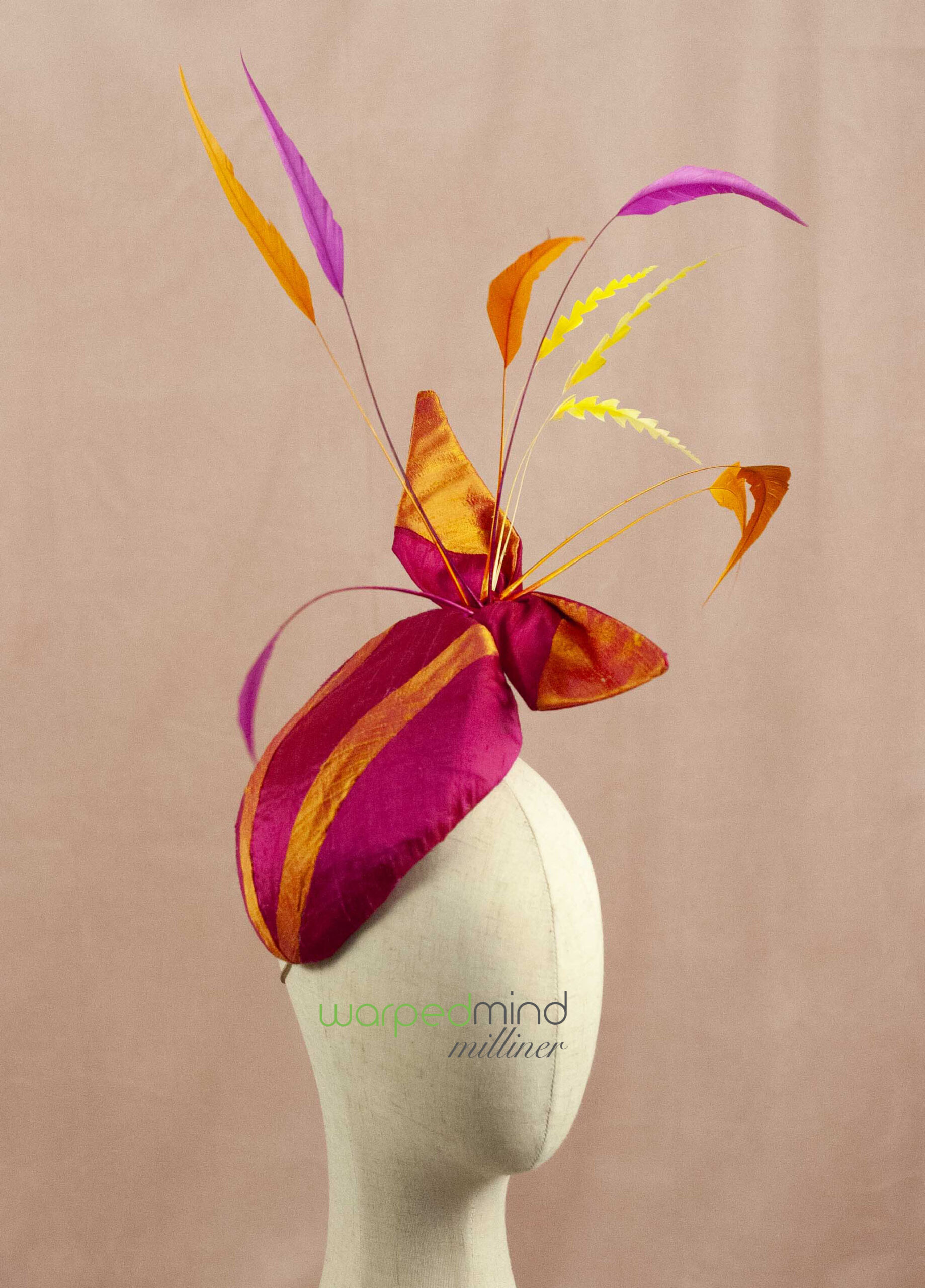 Racing Parrot – hot pink and orange fascinator | Atlanta 