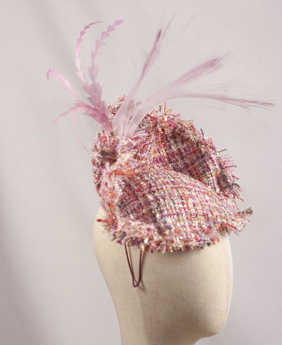Tweed charm fascinator in warm tones - Image 5