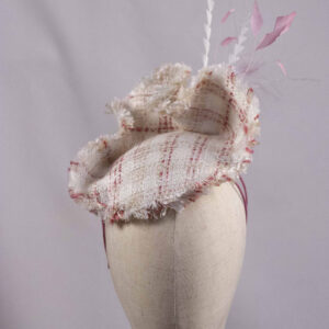Tweed dream fascinator in cream and pink