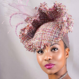 Tweed charm fascinator in warm tones